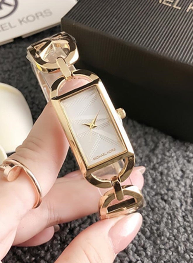 MK Michael Kors Classic Women's Fashion Multi functional Alloy rectangle Quartz Watch Stainless Steel Strap - Image 1